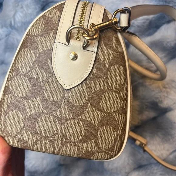 Coach Rowan Satchel in Beige Blocked Signature Canvas (Retail $398) - Picture 5 of 8